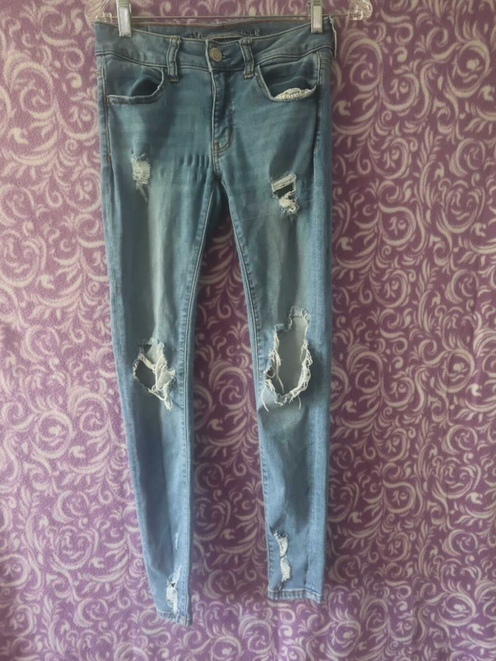 American Eagle Outfitters super super stretch jegging aeo denim in blue size 4.